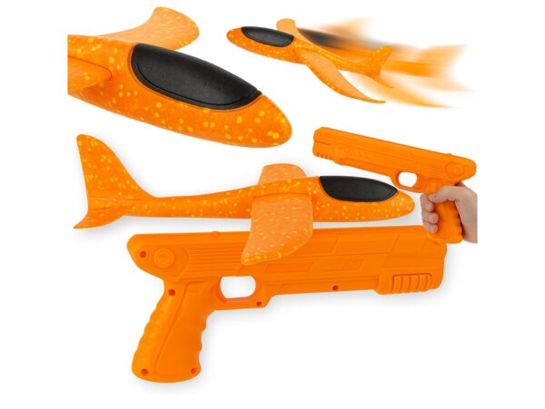 SAMOLOT STYROPIANOWY Z WYRZUTNIĄ - pomarańczowy