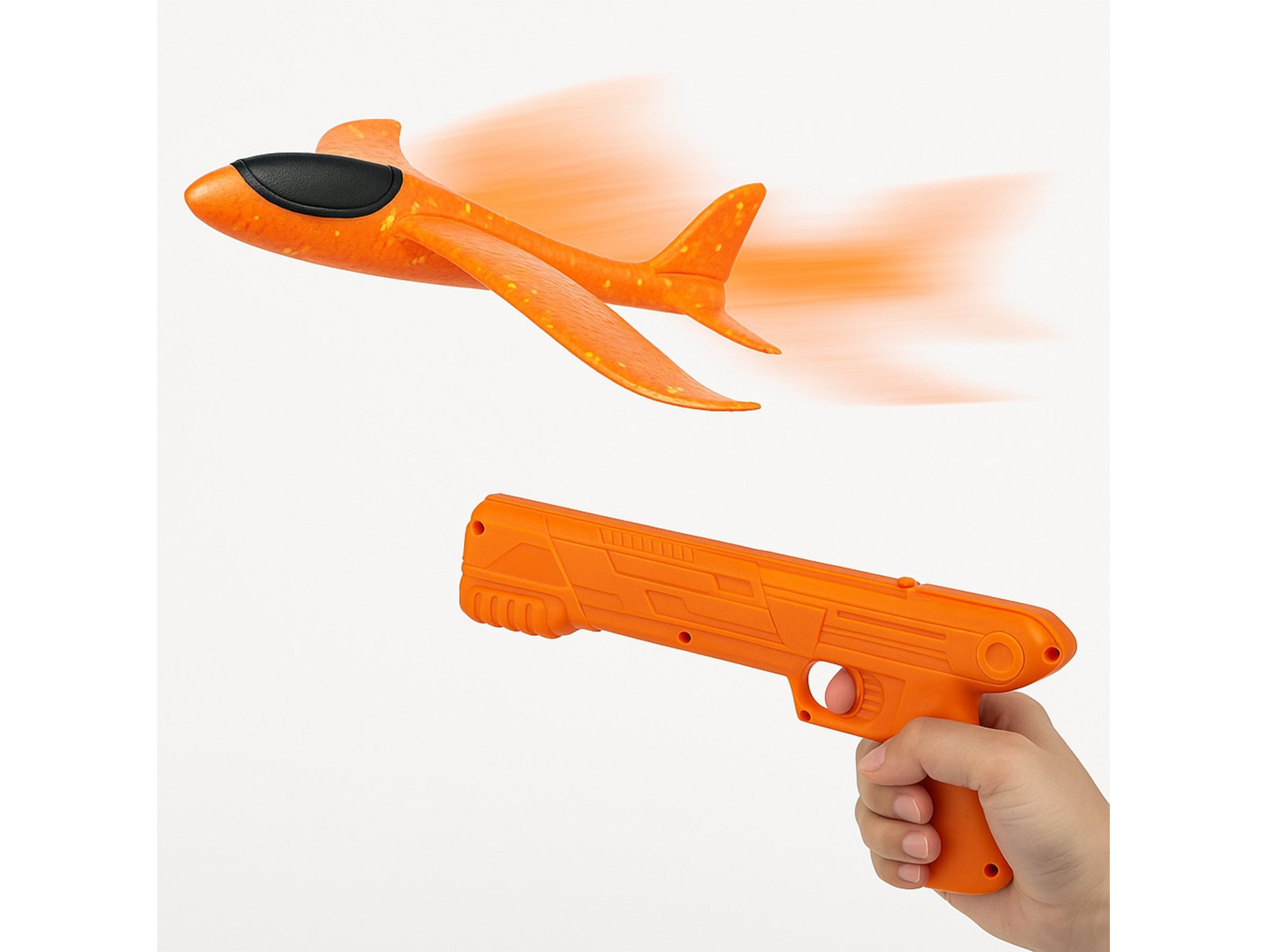 SAMOLOT STYROPIANOWY Z WYRZUTNIĄ - pomarańczowy