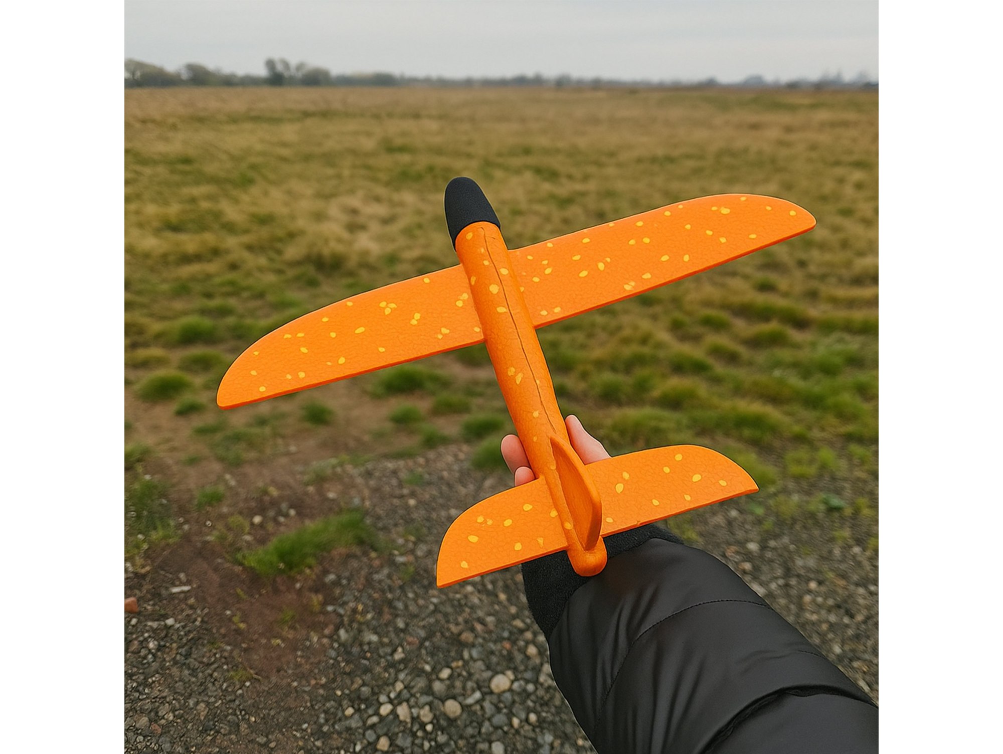 SAMOLOT STYROPIANOWY Z WYRZUTNIĄ - pomarańczowy