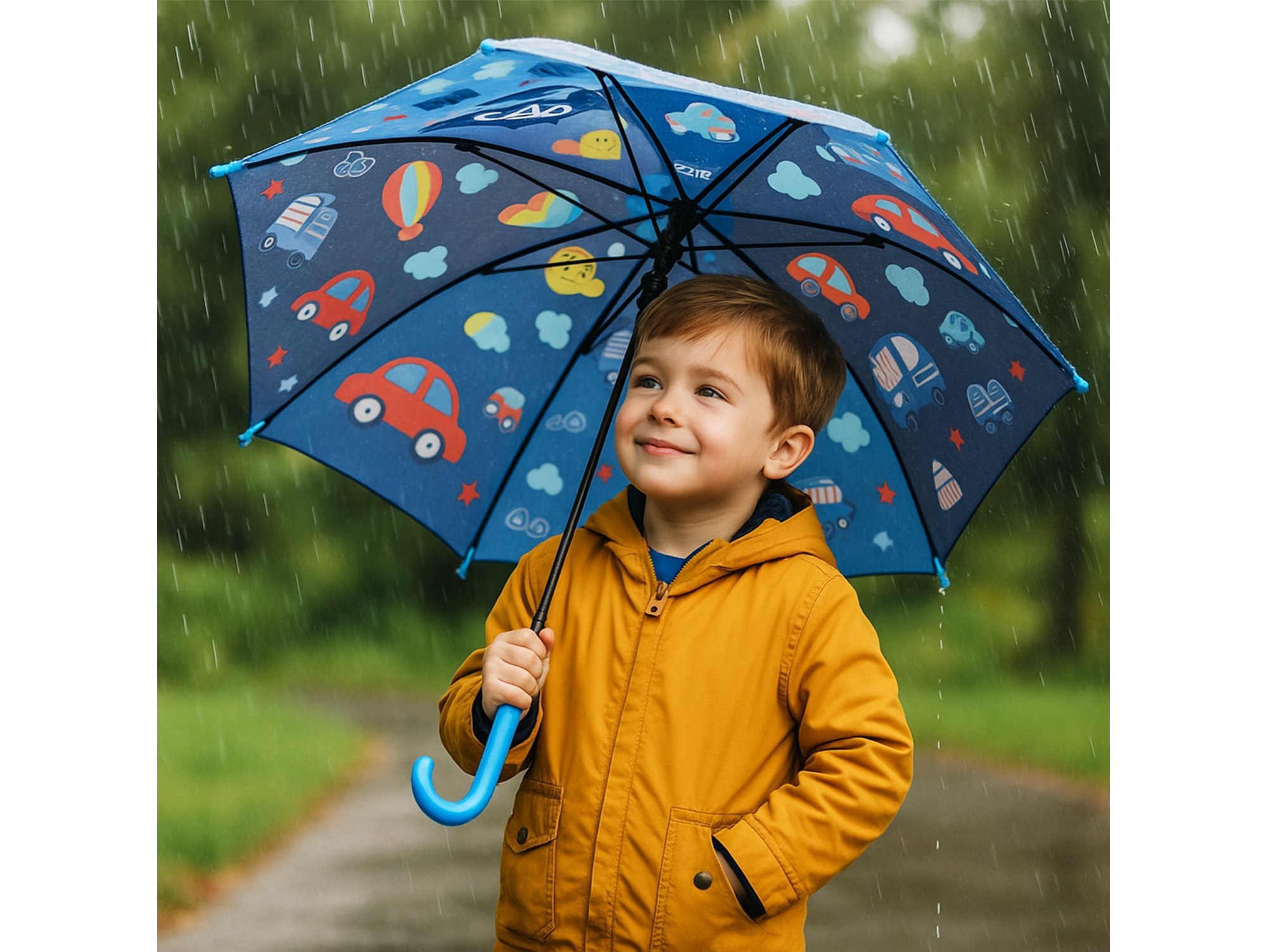 PARASOL DZIECIĘCY Z GWIZDKIEM 85CM 8 DRUTÓW PÓŁAUTOMAT - niebieski