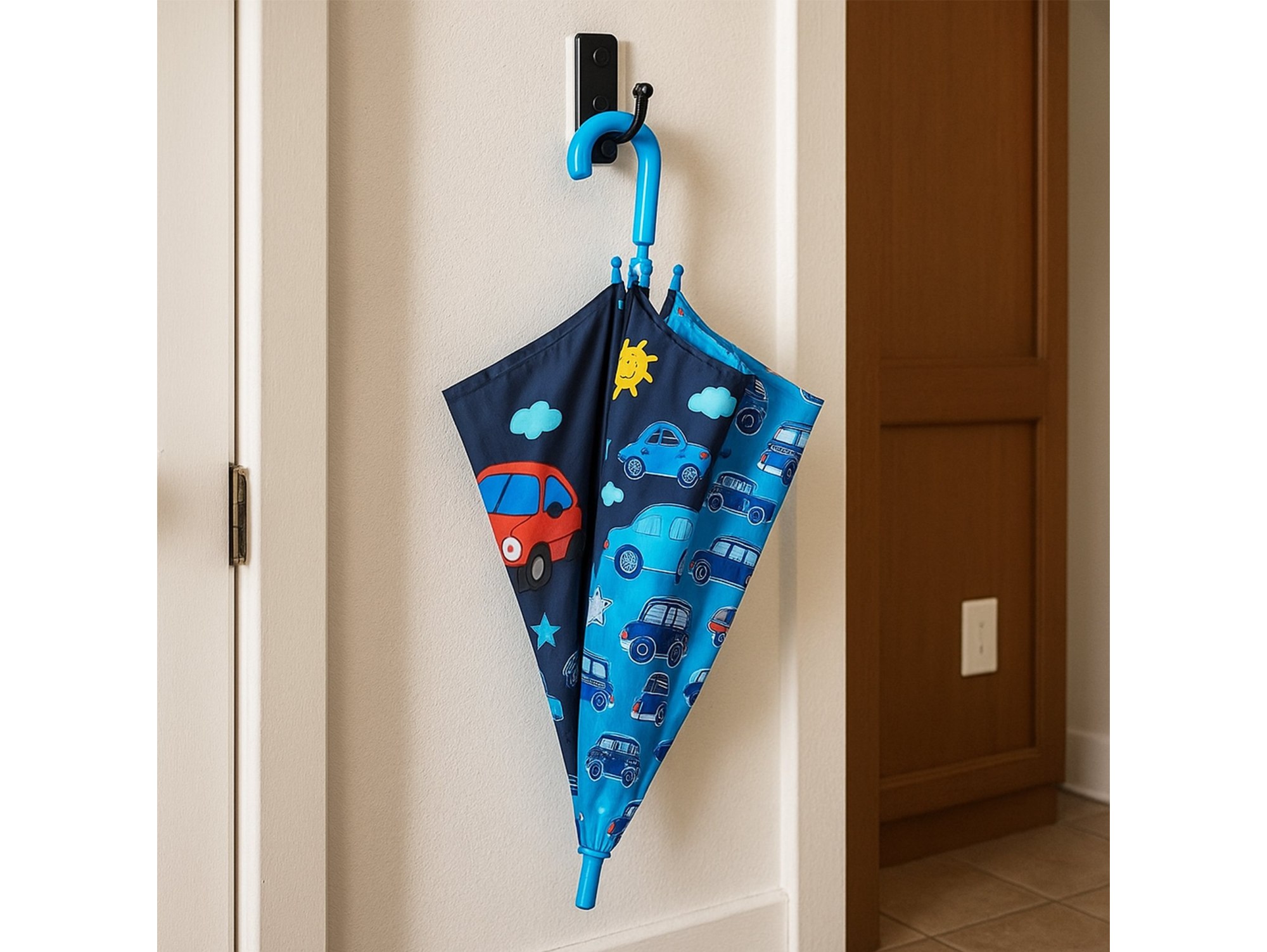 PARASOL DZIECIĘCY Z GWIZDKIEM 85CM 8 DRUTÓW PÓŁAUTOMAT - niebieski