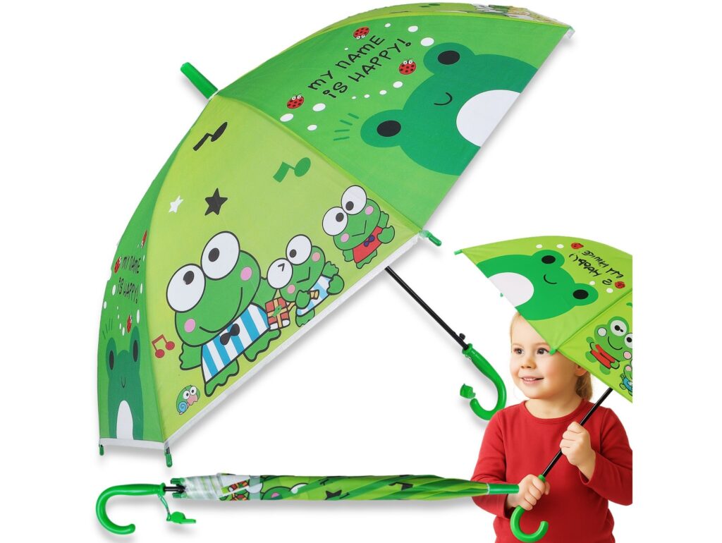 PARASOL DZIECIĘCY Z GWIZDKIEM 85CM 8 DRUTÓW PÓŁAUTOMAT - zielony