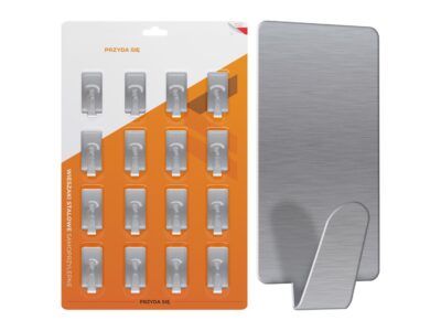 WIESZAKI SAMOPRZYLEPNE SREBRNE 16SZT 15x3,5cm