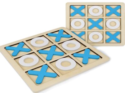 GRA KÓŁKO I KRZYŻYK DRENIANE KLOCKI 15x15cm - biało-niebieski