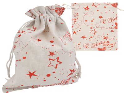 WOREK NA UPOMINEK PREZENT JUTOWY 18x13cm - gwiazdki