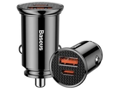 BASEUS ŁADOWARKA SAMOCHODOWA USB-A TYPE-C USB-C PD 30W QC 3.0 SCP 5A