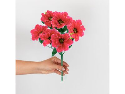 CHRYZANTEMA BUKIET 6 KWIATÓW 55cm - biało-różowy