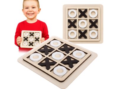 GRA KÓŁKO I KRZYŻYK DRENIANE KLOCKI 15x15cm - biało-czarny