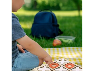 GRA KÓŁKO I KRZYŻYK DRENIANE KLOCKI 15x15cm - biało-pomarańczowy