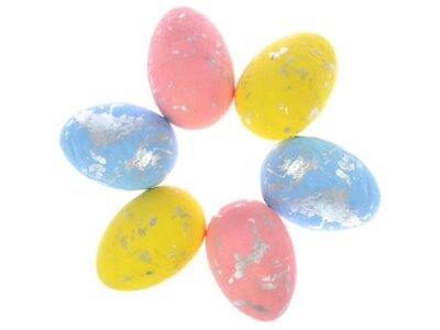 JAJKA WIELKANOCNE STYROPIANOWE POSREBRZANE 6SZT 7x5cm