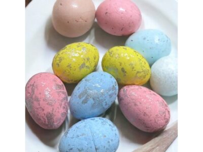 JAJKA WIELKANOCNE STYROPIANOWE POSREBRZANE 6SZT 7x5cm