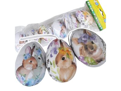 JAJKA WIELKANOCNE STYROPIANOWE Z KRÓLIKAMI 6SZT 5,5x3,5