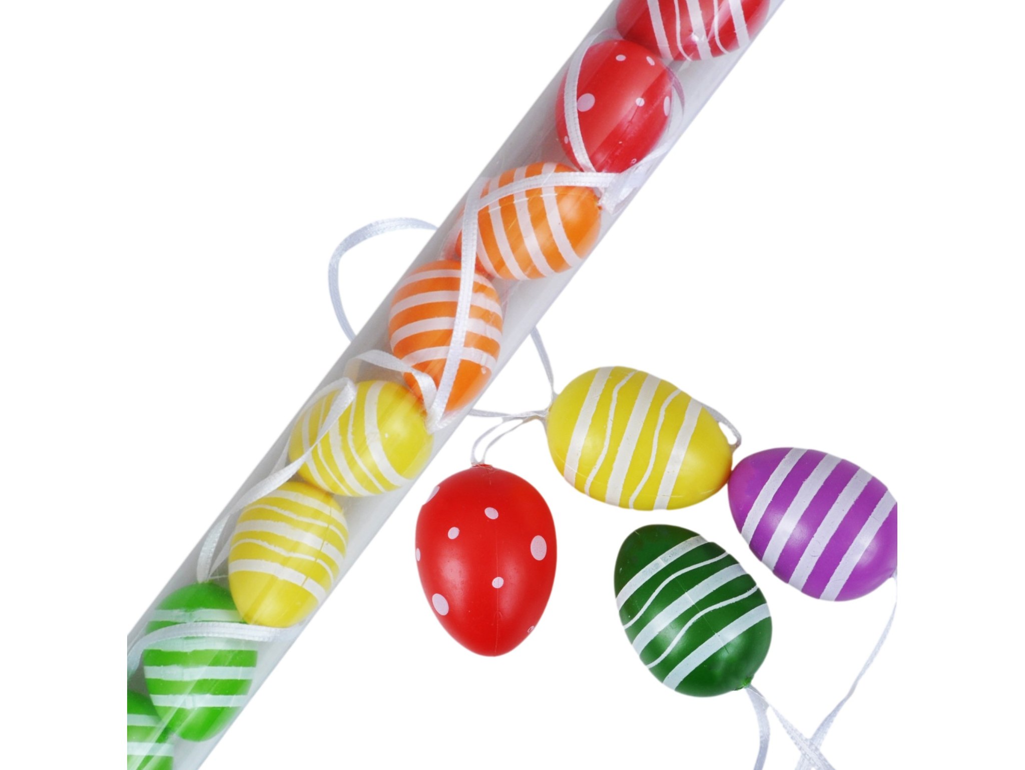 JAJKA WIELKANOCNE Z ZAWIESZKĄ 12SZT 4x3cm - kolorowe