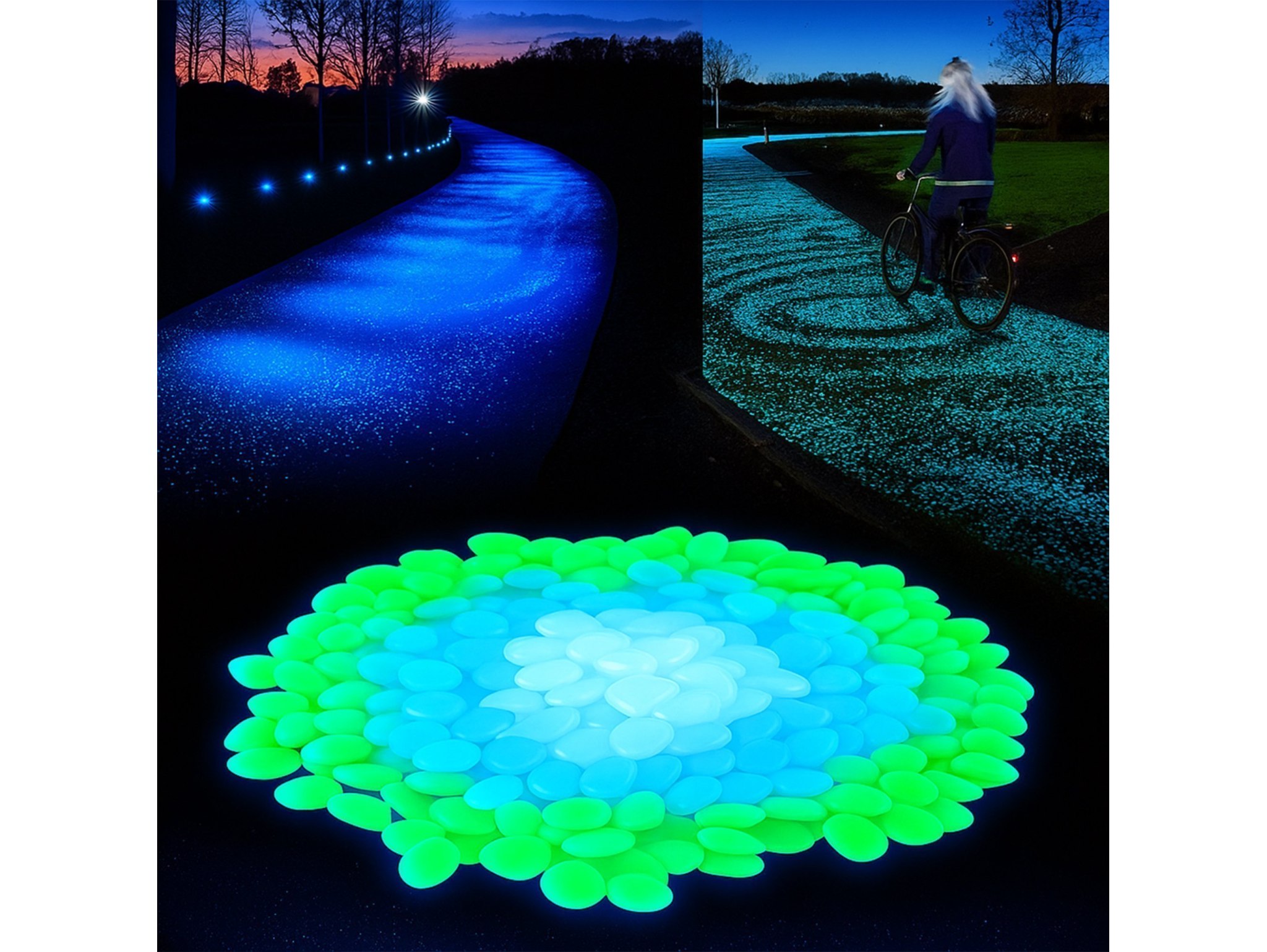 KAMIENIE ŚWIECĄCE FLUORESCENCYJNE 100szt - zielone