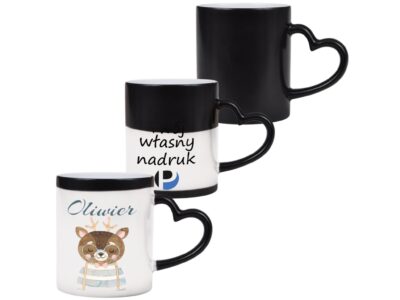 KUBEK DO SUBLIMACJI 330ML CZARNY MAGICZNY UCHWYT SERCE