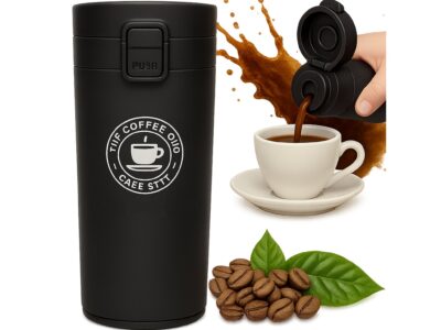 KUBEK TERMICZNY TURYSTYCZNY 380ML - czarny