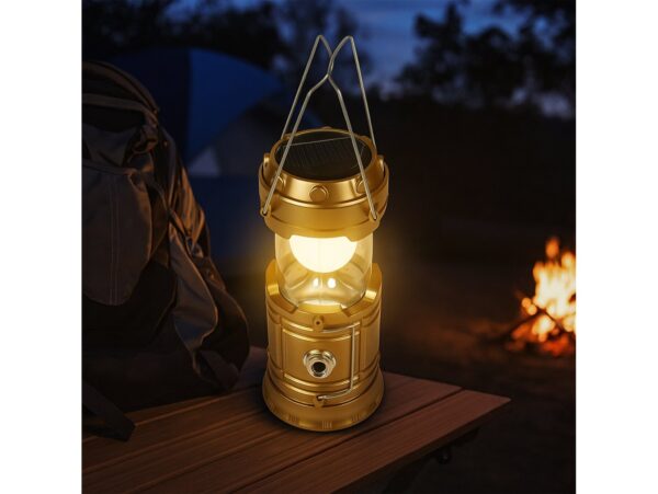 LAMPA KEMPINGOWA SOLAR AKUMULATOR 2w1 - złoty