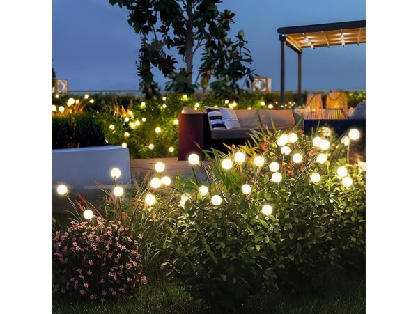 LAMPA OGRODOWA SOLARNA 6 LED KULKI CIEPŁY BIAŁY 2 SZT