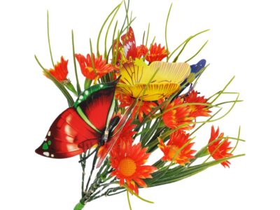 LAMPA SOLARNA OGRODOWA KWIATY - pomarańczowa łąka