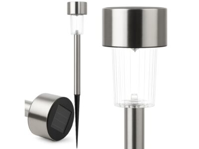 LAMPA SOLARNA OGRODOWA WBIJANA - srebrny