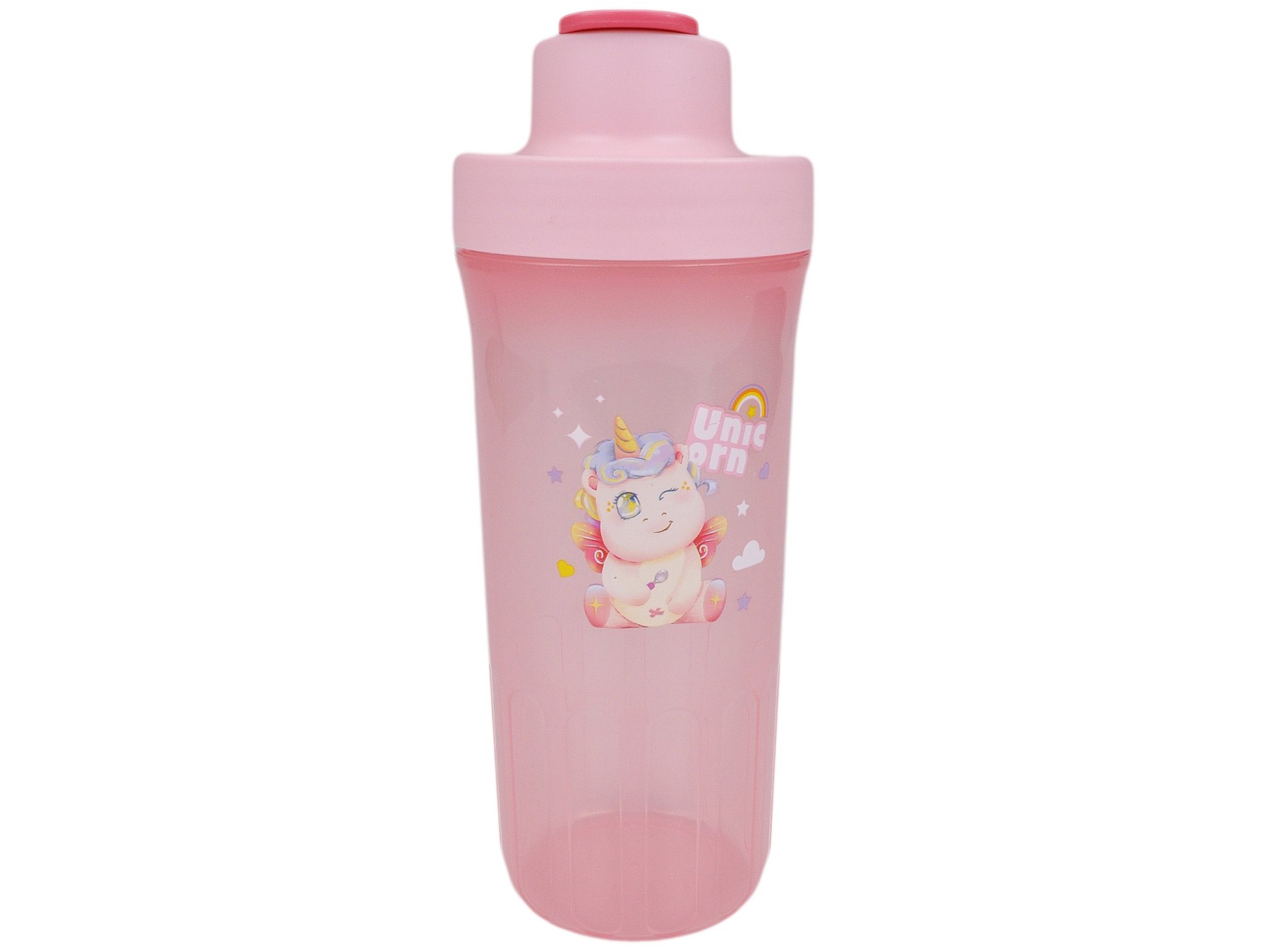 LUNCHBOX ŚNIADANIÓWKA POJEMNIK NA ŚNIADANIE OBIAD SZTUĆCE Z BIDONEM ZESTAW - różowy siedzący jednorożec