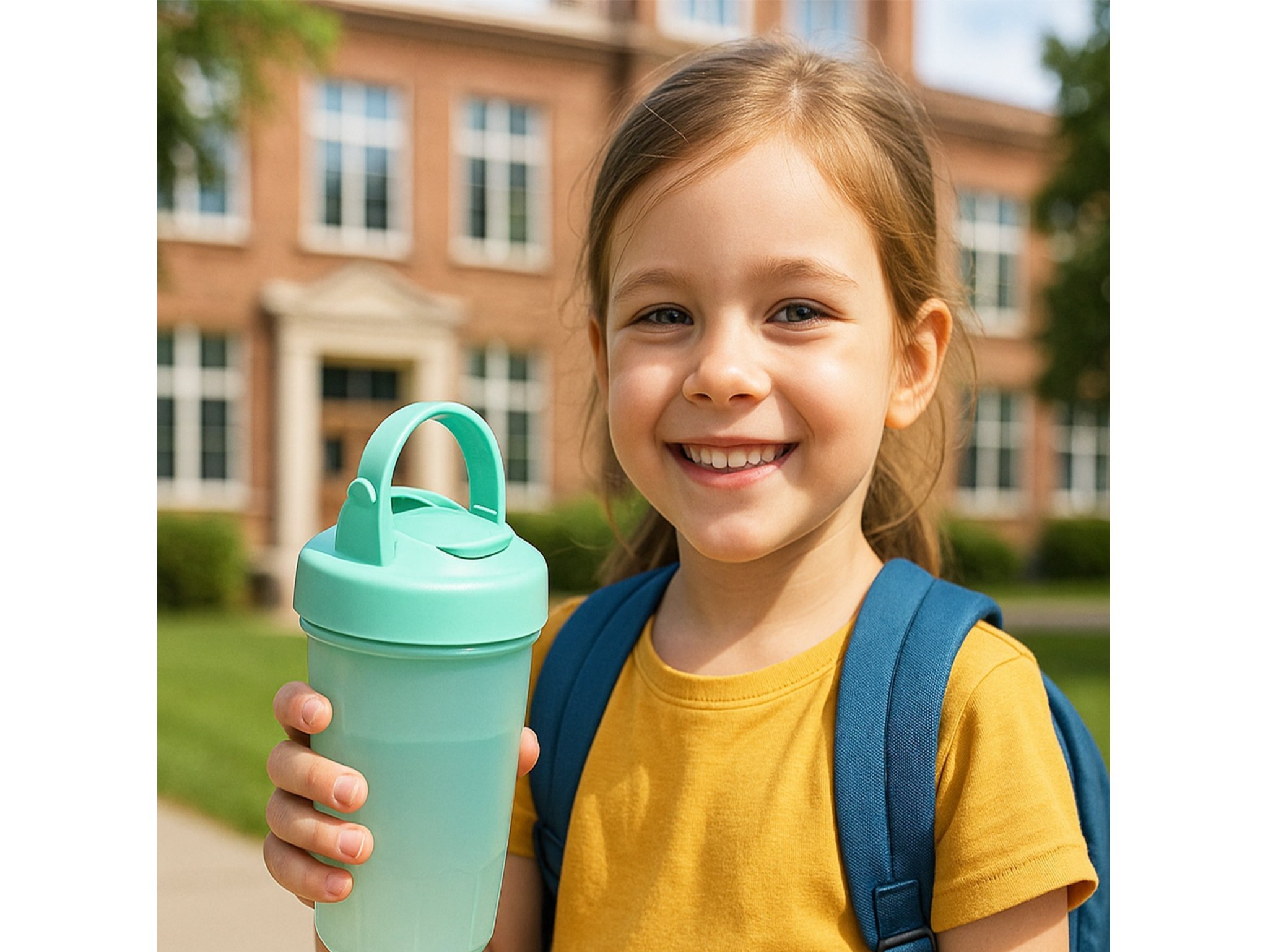 LUNCHBOX ŚNIADANIÓWKA POJEMNIK NA ŚNIADANIE OBIAD SZTUĆCE Z BIDONEM ZESTAW - zielony z stojącym dinozaurem