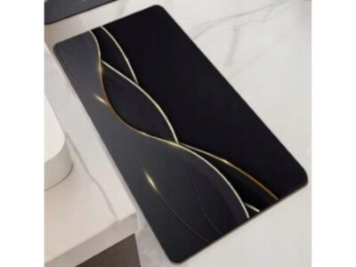 MATA ŁAZIENKOWA SZYBKOSCHNĄCA 50X80 - czarny fale