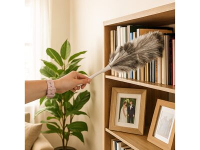 MIOTEŁKA SZCZOTKA DO KURZU KURZAWKA 55CM - czarno-biały