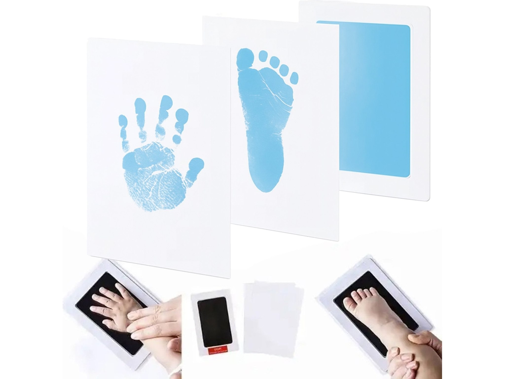 ODCISK RĄCZKI STÓPKI NIEBRUDZĄCY 12,5x8 - jasny niebieski