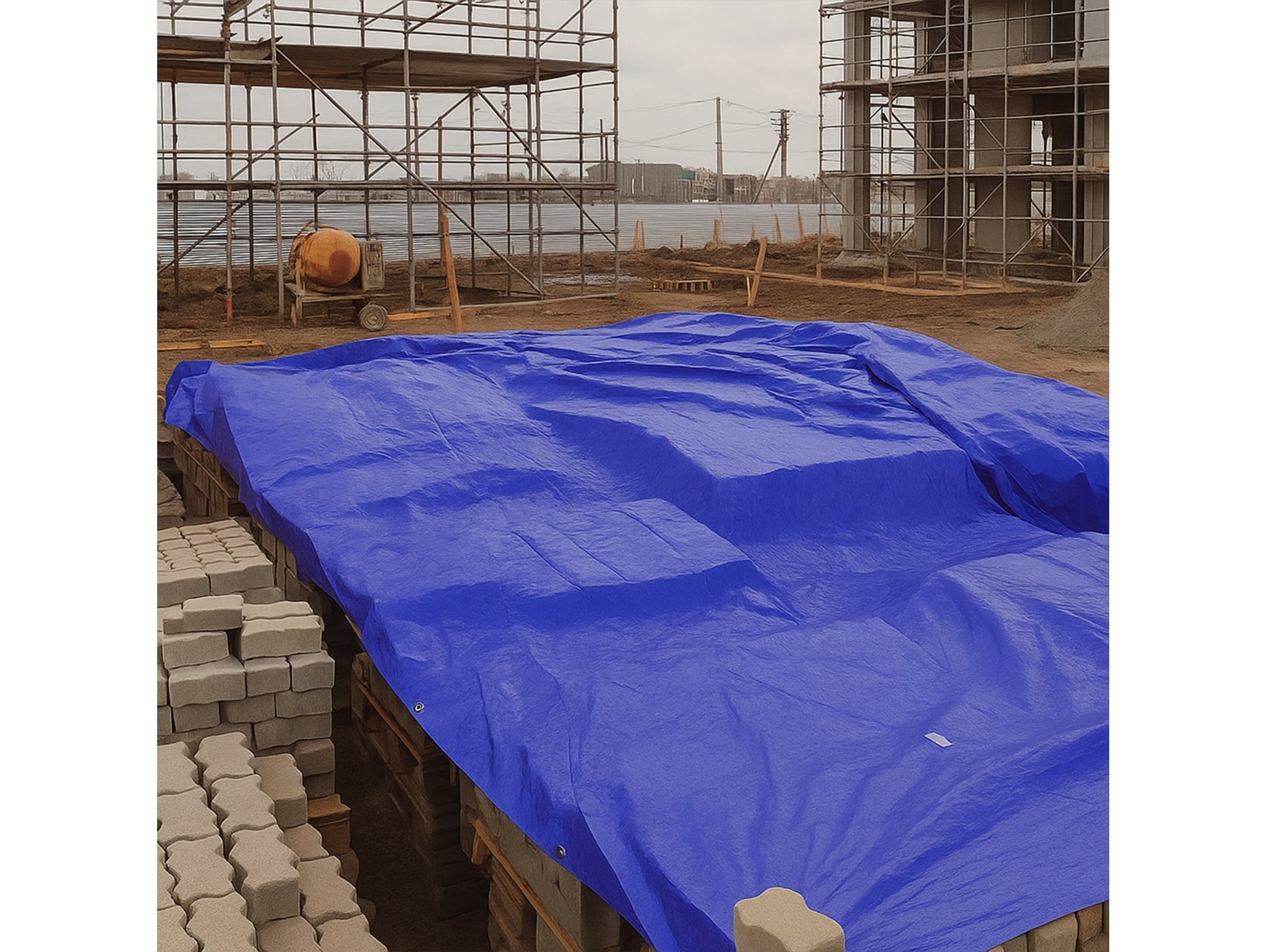 PLANDEKA PLANDEKI PE NIEBIESKA WZMACNIANA 4x6