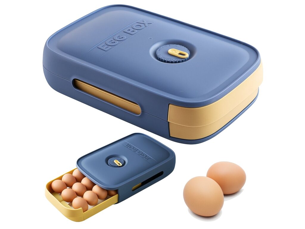 POJEMNIK NA JAJKA DO LODÓWKI SZUFLADA 28x21x8CM - szaro-żółty