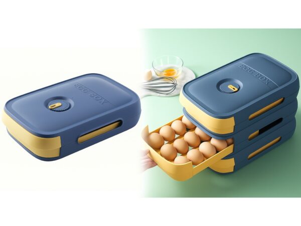 POJEMNIK NA JAJKA DO LODÓWKI SZUFLADA 28x21x8CM - szaro-żółty