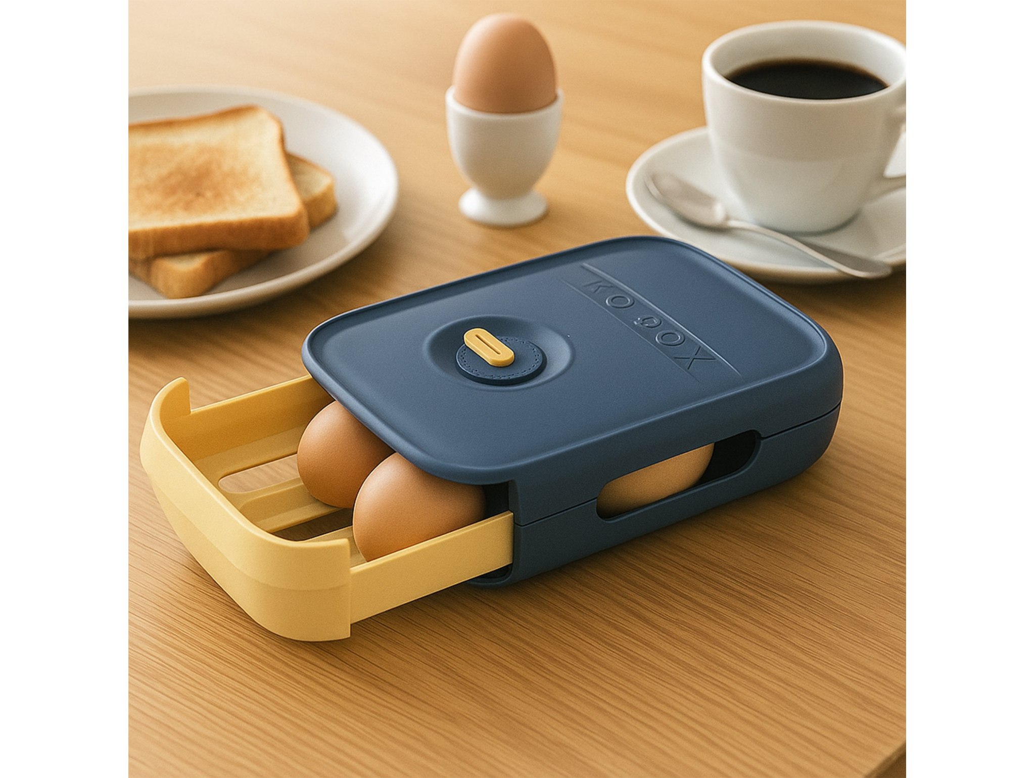 POJEMNIK NA JAJKA DO LODÓWKI SZUFLADA 28x21x8CM - szaro-żółty