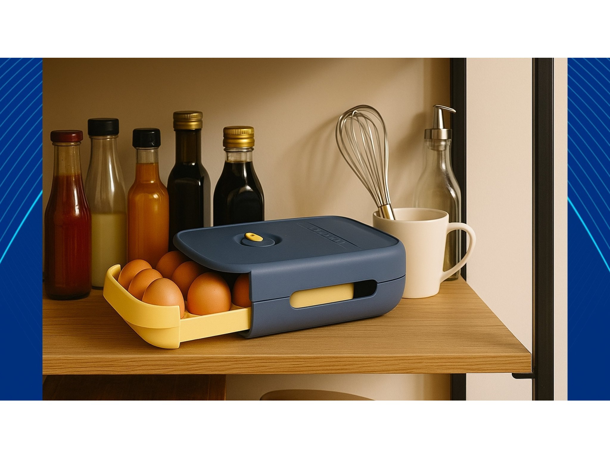 POJEMNIK NA JAJKA DO LODÓWKI SZUFLADA 28x21x8CM - szaro-żółty