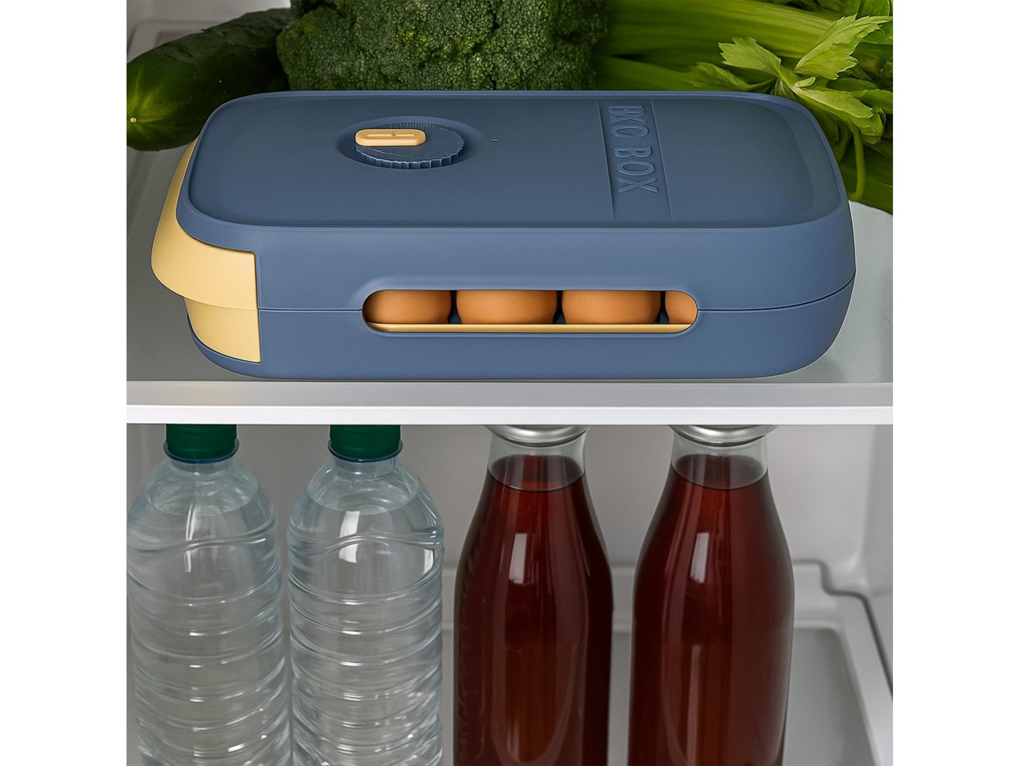 POJEMNIK NA JAJKA DO LODÓWKI SZUFLADA 28x21x8CM - szaro-żółty