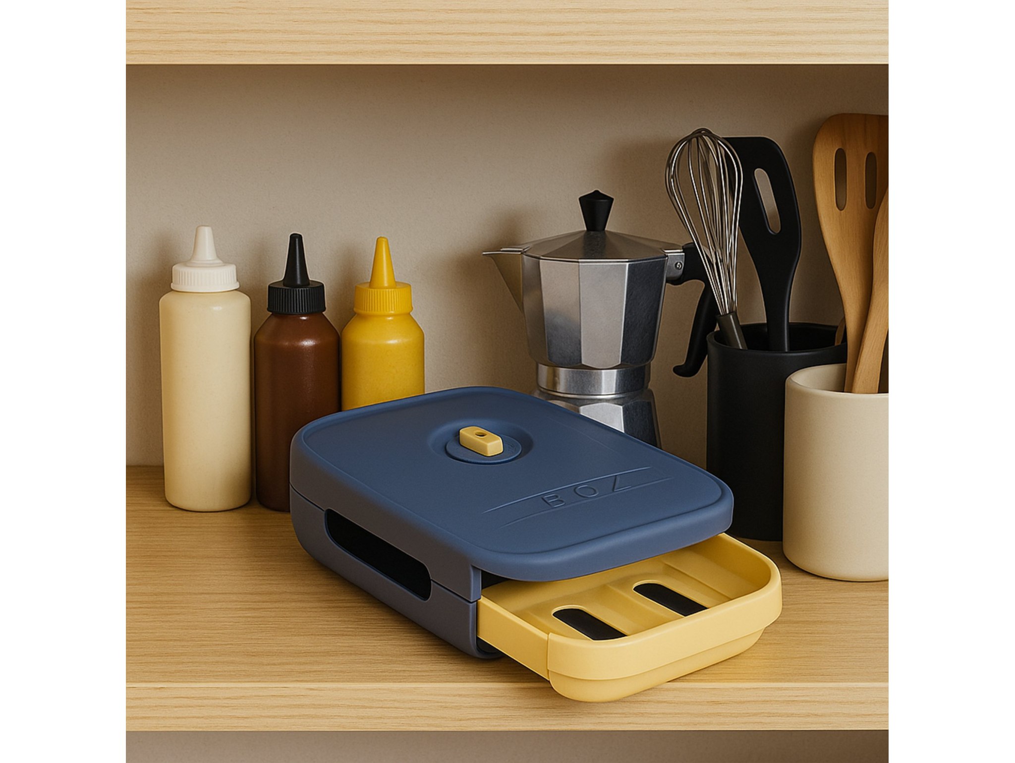 POJEMNIK NA JAJKA DO LODÓWKI SZUFLADA 28x21x8CM - szaro-żółty