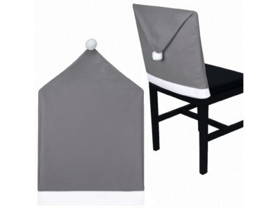 POKROWIEC NA KRZESŁO CZAPKA MIKOŁAJA - szary