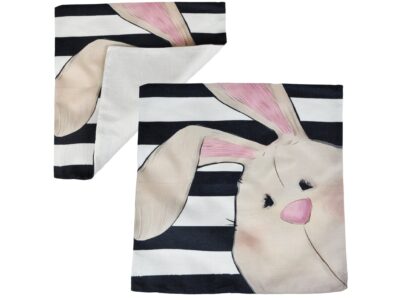 POSZEWKA NA PODUSZKĘ WIELKANOCNA 45x45 - zając biało-czarny