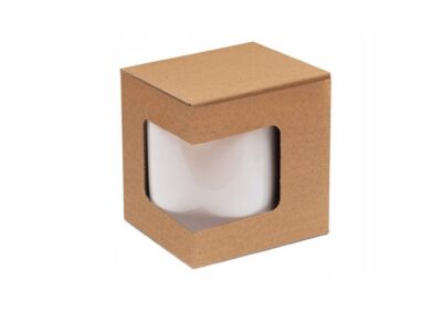 PUDEŁKO NA KUBEK 330ML Z OKIENKIEM - brązowy