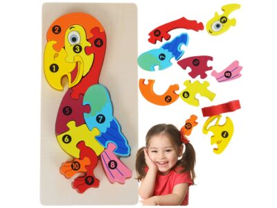 PUZZLE KLOCKI DREWNIANE EDUKACYJNE - papuga