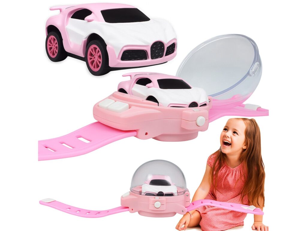 SAMOCHODZIK MINI ZDALNIE STEROWANY Z ZEGARKIEM - różowy