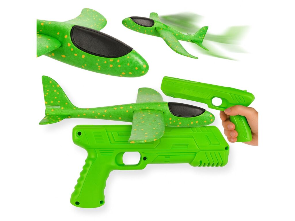 SAMOLOT STYROPIANOWY Z WYRZUTNIĄ - zielony