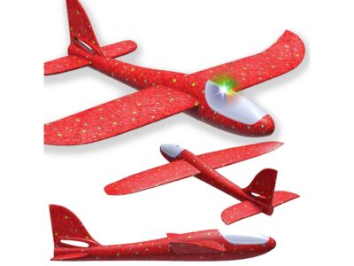 SAMOLOT ZABAWKA STYROPIANOWY SZYBOWIEC RZUTKA 47 CM LED - czerwony