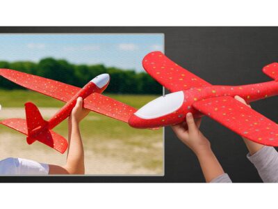 SAMOLOT ZABAWKA STYROPIANOWY SZYBOWIEC RZUTKA 47 CM LED - czerwony