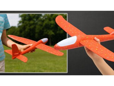 SAMOLOT ZABAWKA STYROPIANOWY SZYBOWIEC RZUTKA 47 CM LED - pomarańczowy