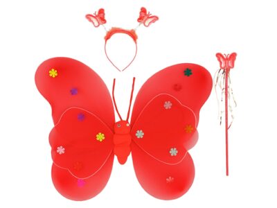 SKRZYDŁA MOTYLA ŚWIECĄCE ZESTAW DLA DZIECI 3el - czerwony