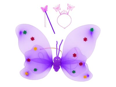 SKRZYDŁA MOTYLA ŚWIECĄCE ZESTAW DLA DZIECI 3el - fioletowy