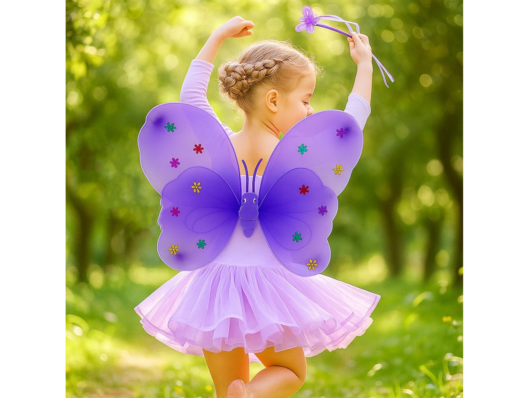 SKRZYDŁA MOTYLA ŚWIECĄCE ZESTAW DLA DZIECI 3el - fioletowy