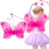 SKRZYDŁA MOTYLA ŚWIECĄCE ZESTAW DLA DZIECI 3el - różowy ciemny