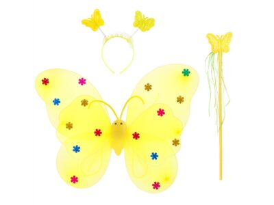 SKRZYDŁA MOTYLA ŚWIECĄCE ZESTAW DLA DZIECI 3el - żółty